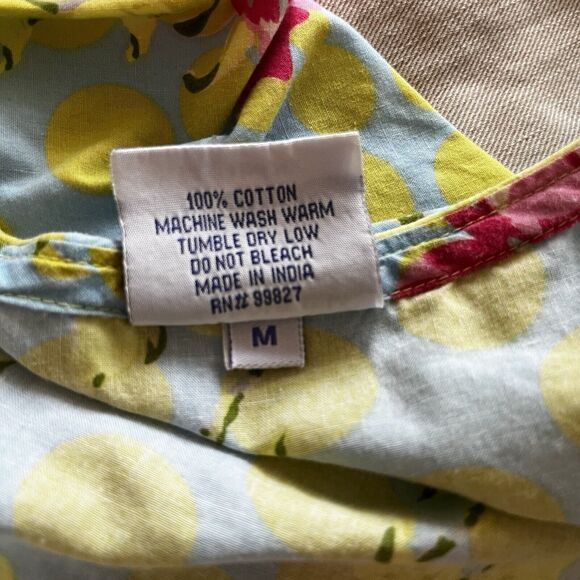 PINE CONE HILL Sleeveless 100% Cotton Pajama Top Womens Size M Button Up Roses - Picture 5 of 5